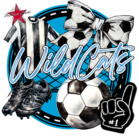 Wildcats Circle Soccer Design-Carolina Blue