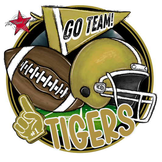 Tigers Circle Football Design-Gold