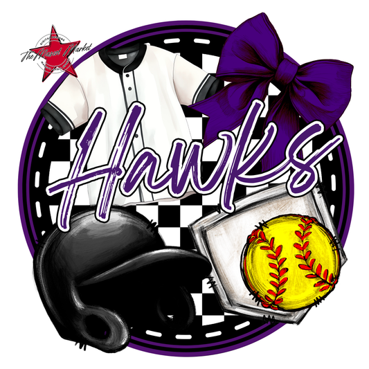 Hawks Circle Softball Design-Purple