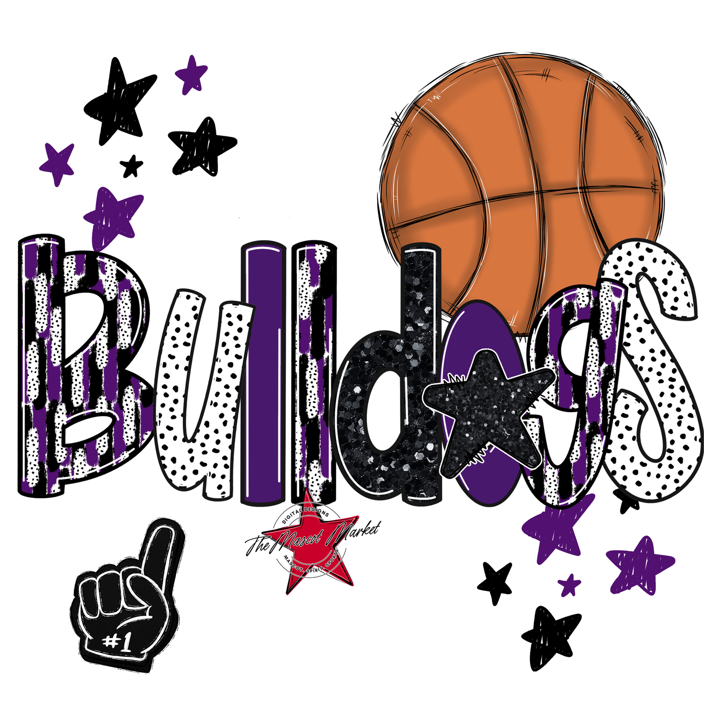 Bulldogs Basketball Scrape-Purple