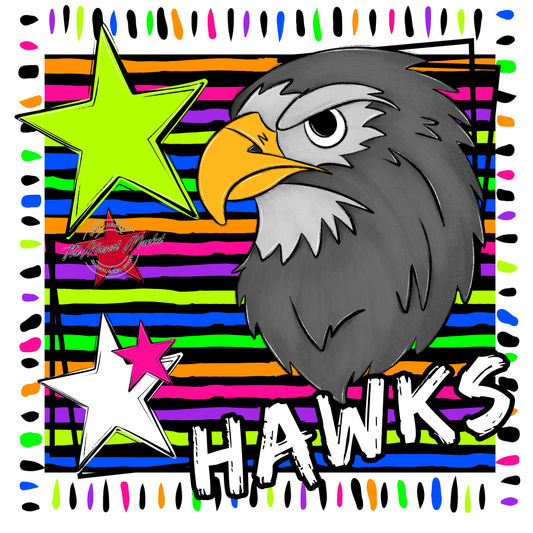 Hawks Mascot Frame-Neon Black
