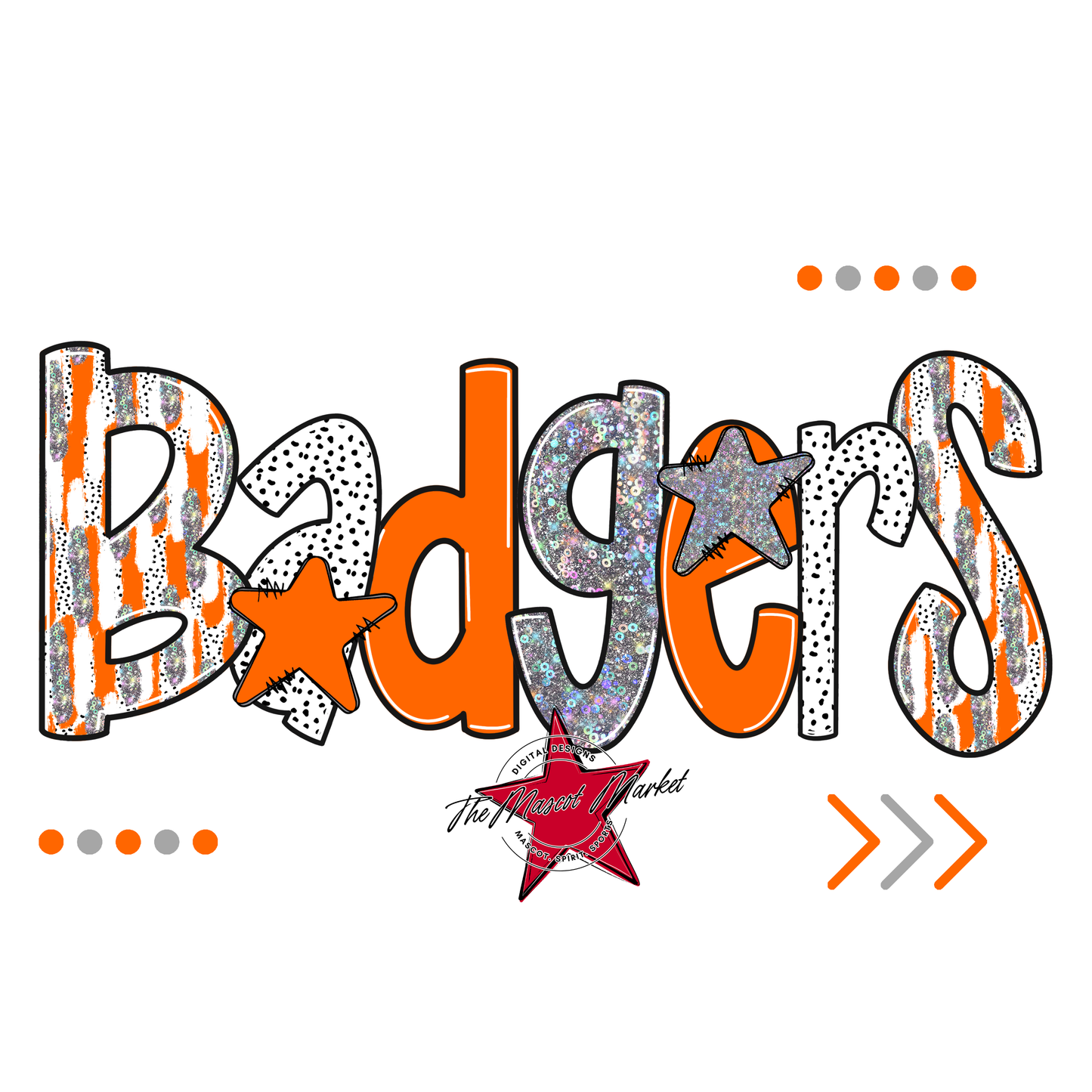 Badgers Brushstroke Alpha-Orange-Holigraphic