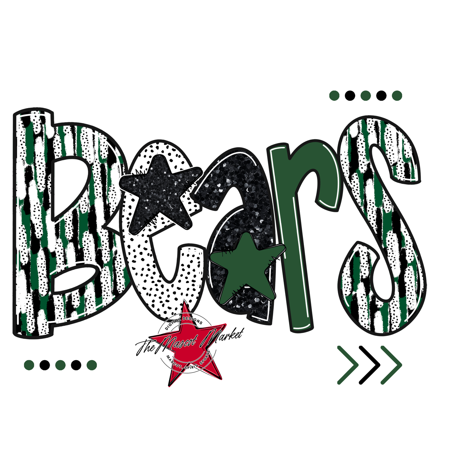 Bears Brushstroke Alpha Design-Green