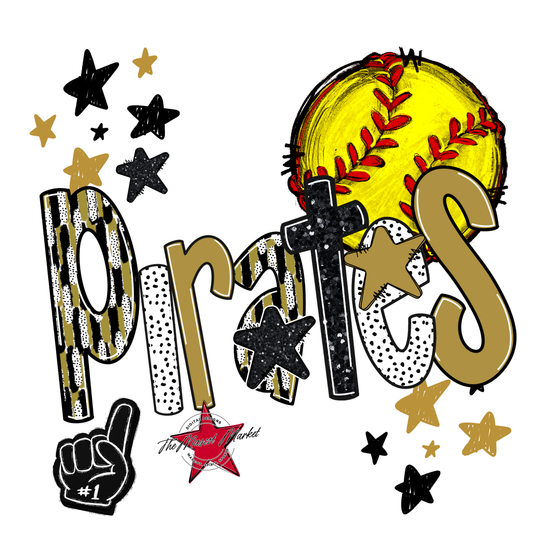 Pirates Softball Scrape-Gold