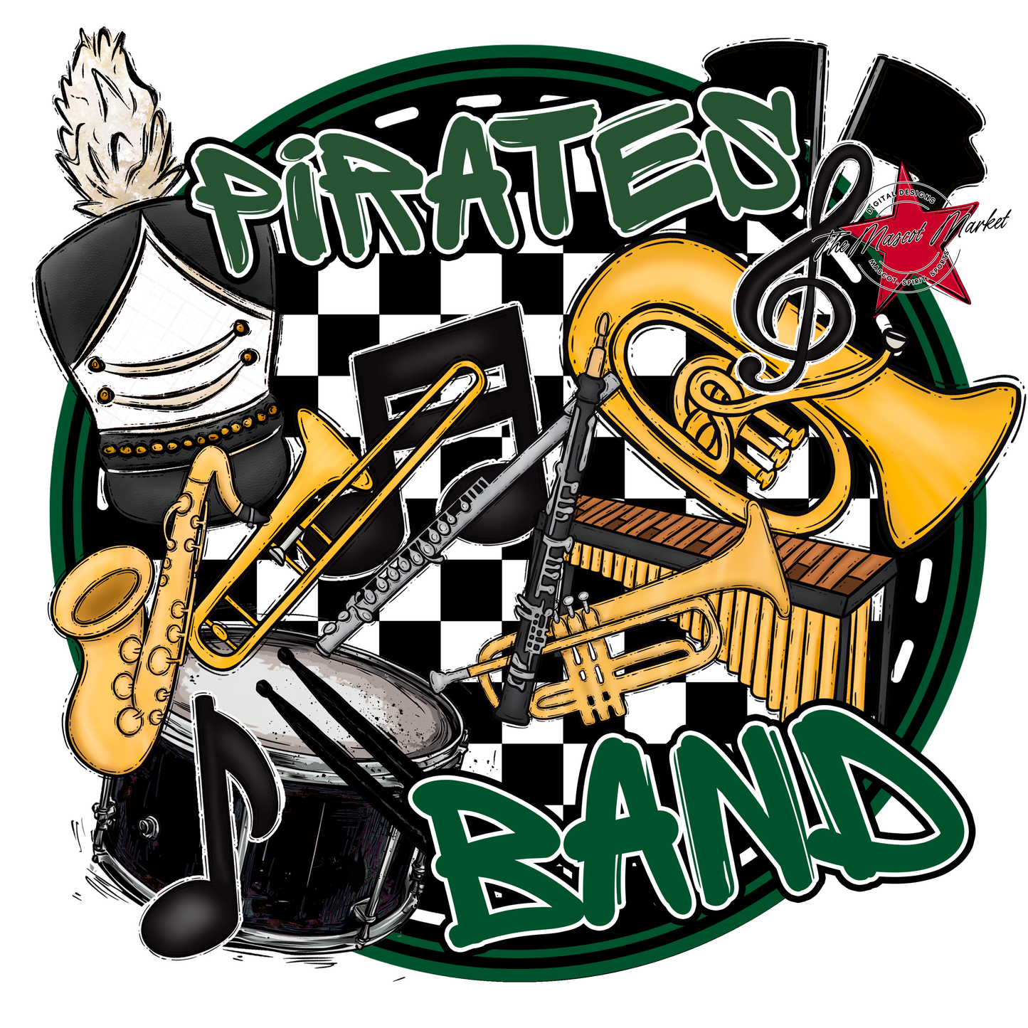 Pirates Circle Band Design-Green