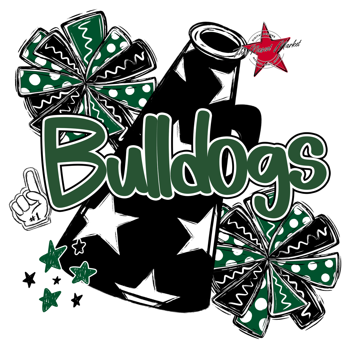 Bulldogs Alpha Megaphone Design-Green