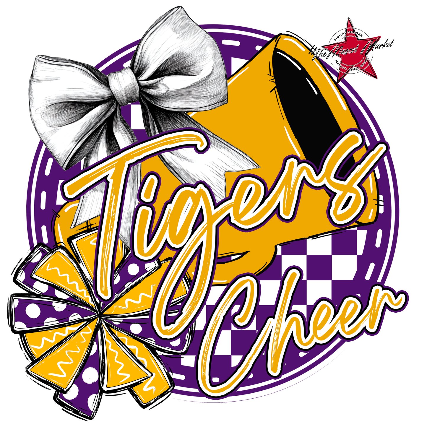 Tigers Circle Cheer Design-Purple-Yellow