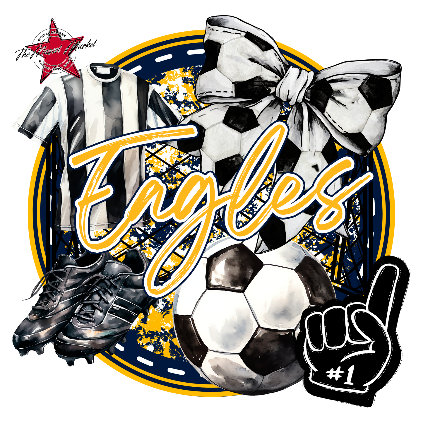 Eagles Circle Soccer Design-Navy-Yellow