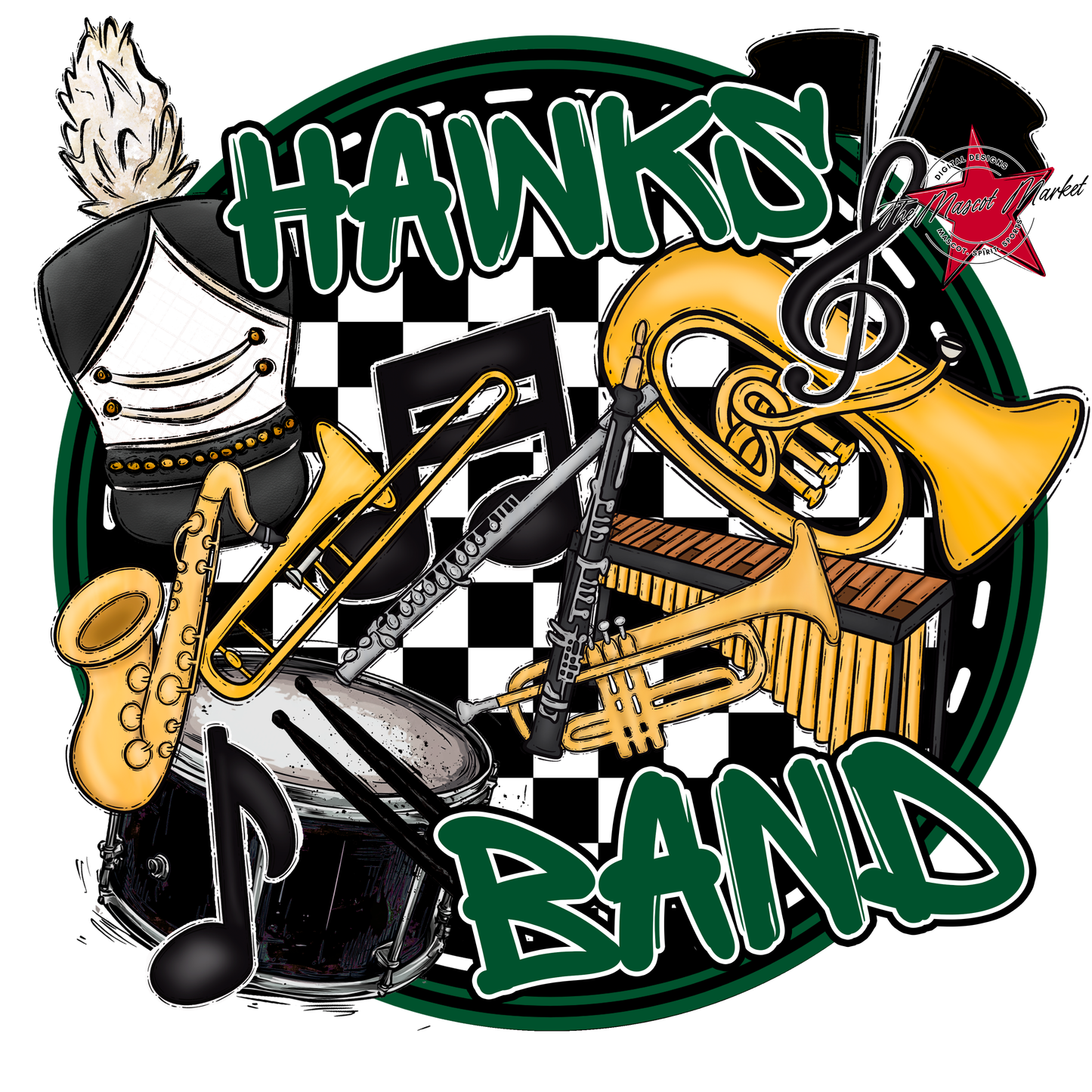 Hawks Circle Band Design-Green