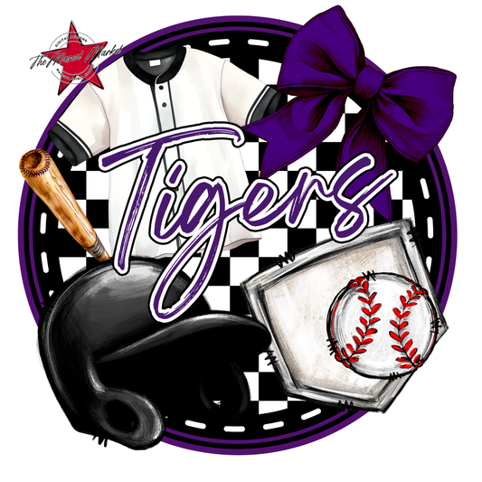 Tigers Circle Baseball Design-Purple