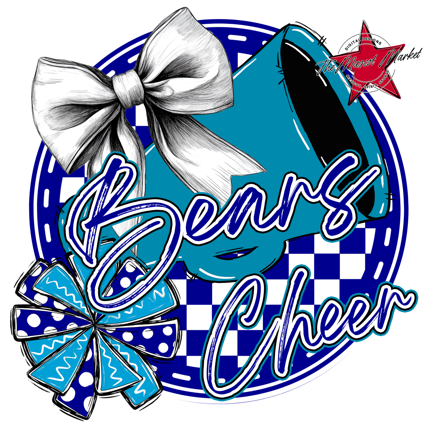 Bears Circle Cheer Design-Blue-Carolina Blue