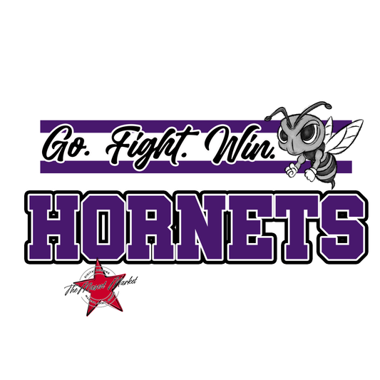 Hornets Go Fight Win Mascot Lines-Purple