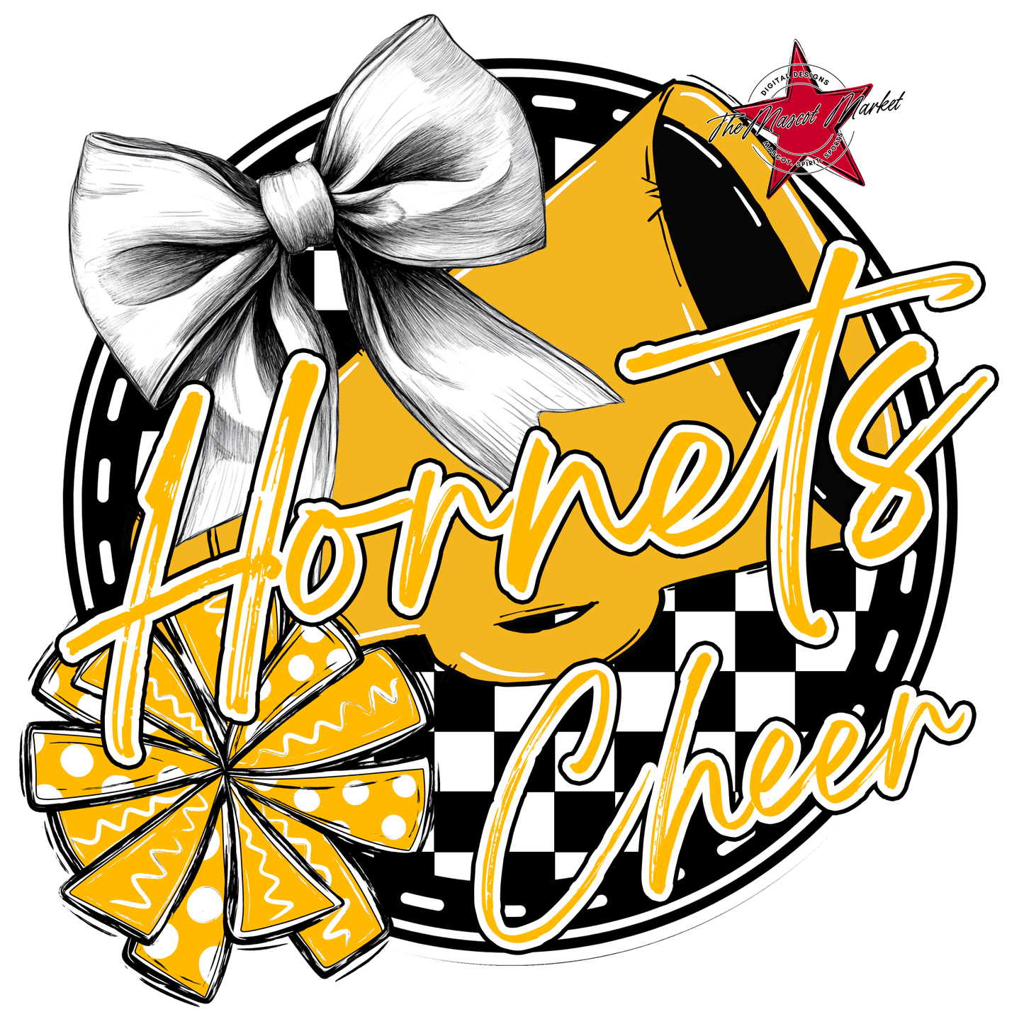 Hornets Circle Cheer Design-Yellow