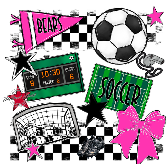 Bears Soccer Checkers Design-Pink