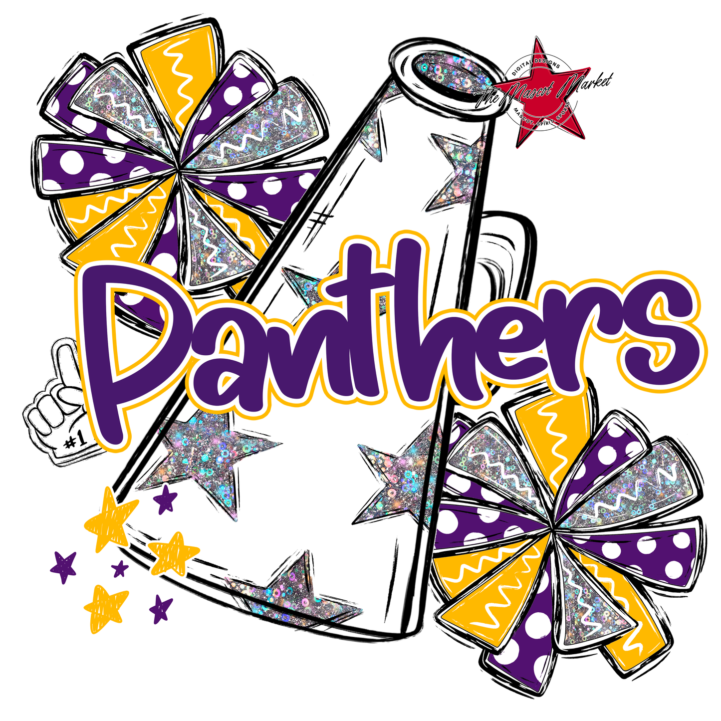 Panthers Alpha Megaphone Design-Purple-Yellow
