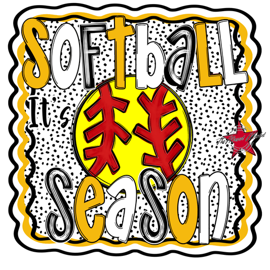 It's Softball Season Dot Design-Yellow