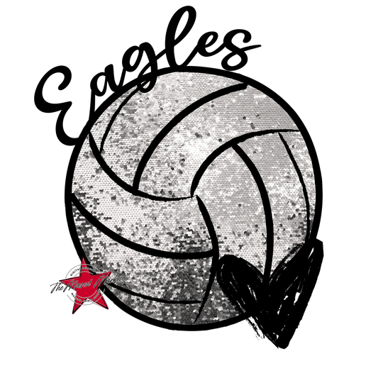 Eagles Sequins Volleyball-Black & White