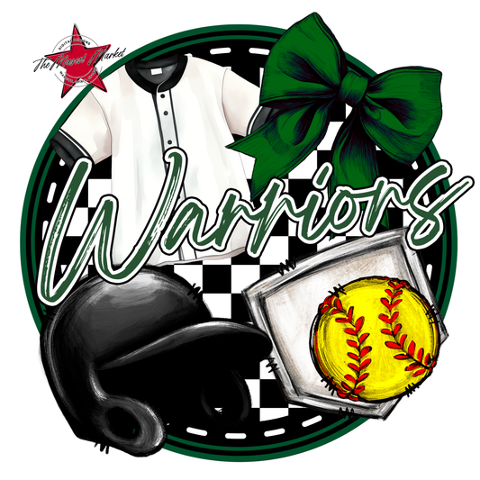 Warriors Circle Softball Design-Green