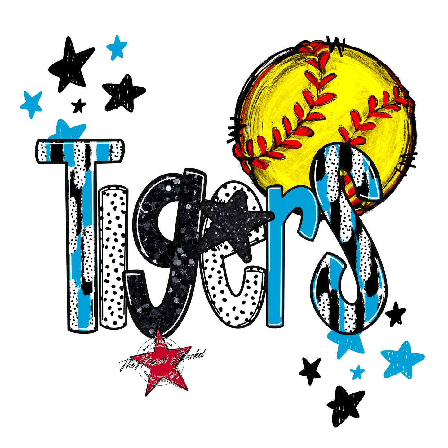 Tigers Softball Scrape-Carolina Blue