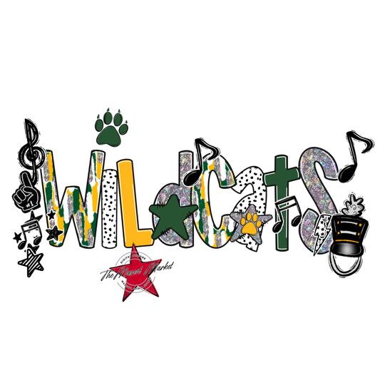 Wildcats Band Scrape-Green-Yellow