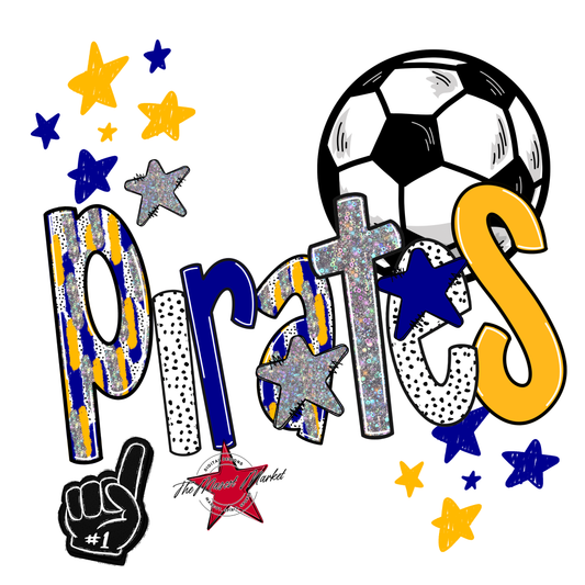Pirates Soccer Scrape-Blue-Yellow