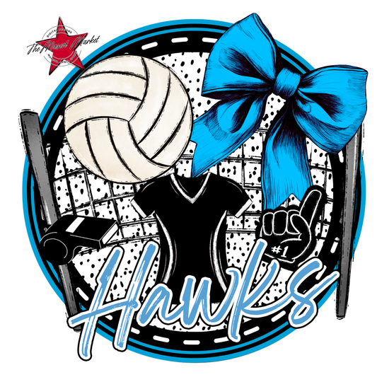 Hawks Circle Volleyball Design-Carolina Blue