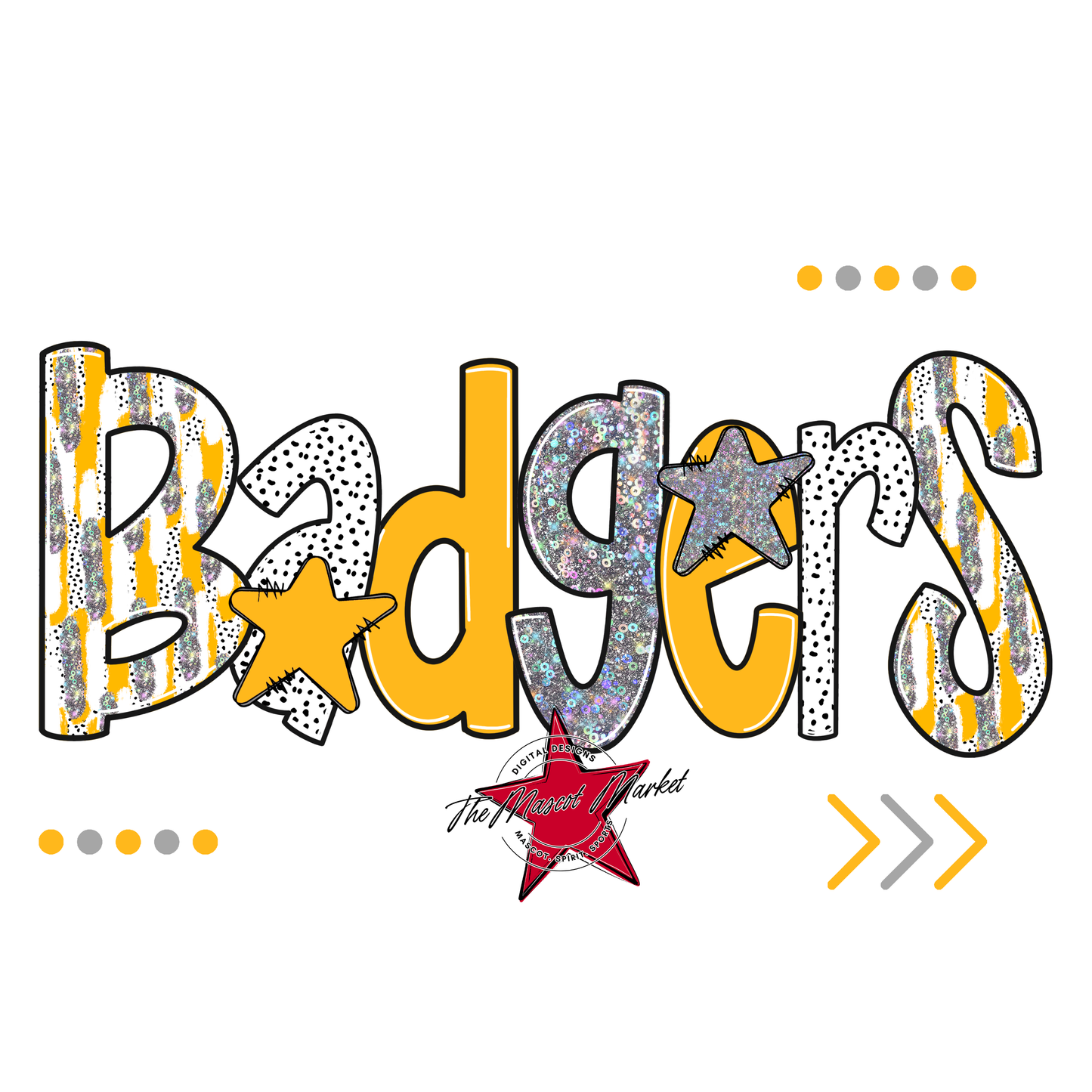 Badgers Brushstroke Alpha-Yellow-Holigraphic