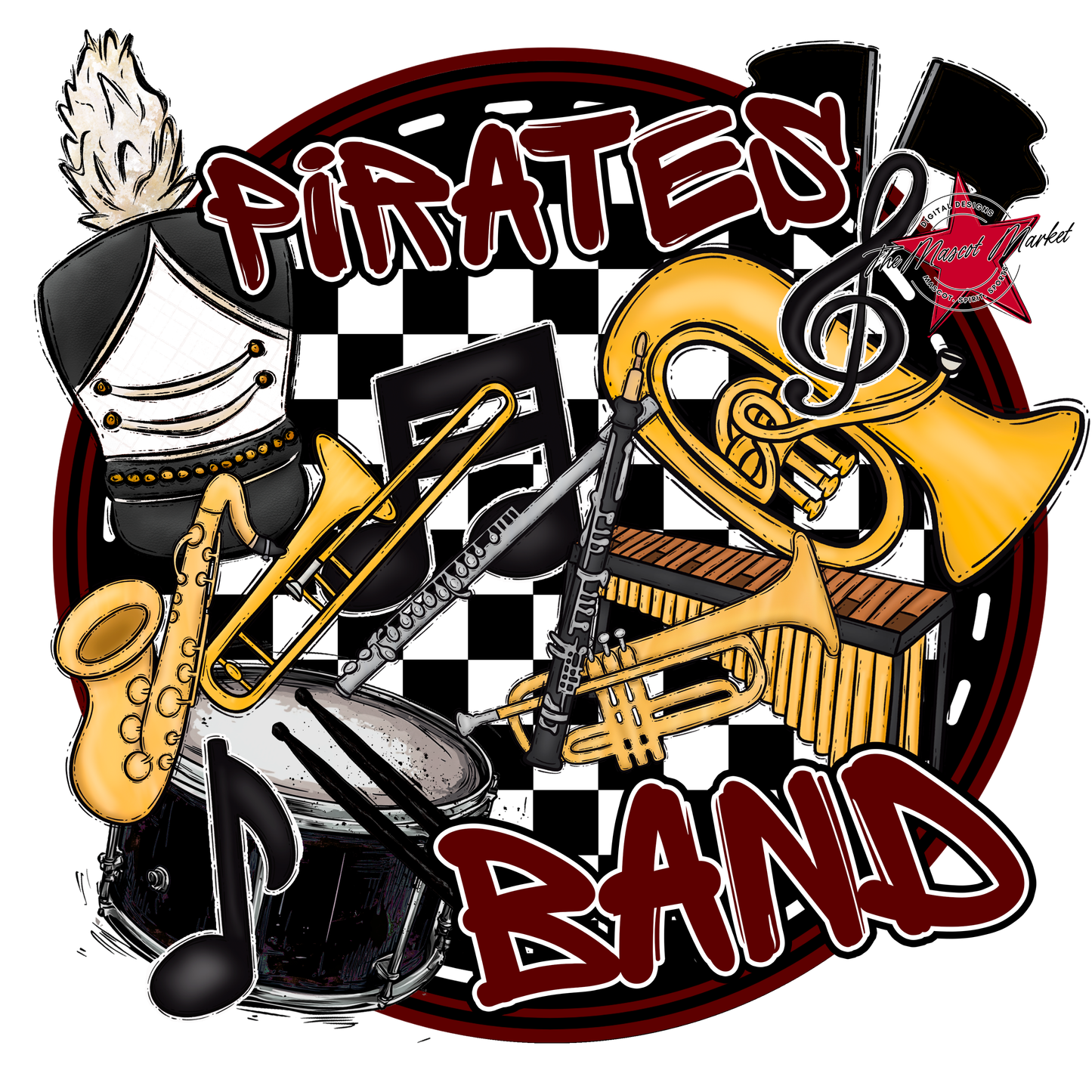 Pirates Circle Band Design-Maroon