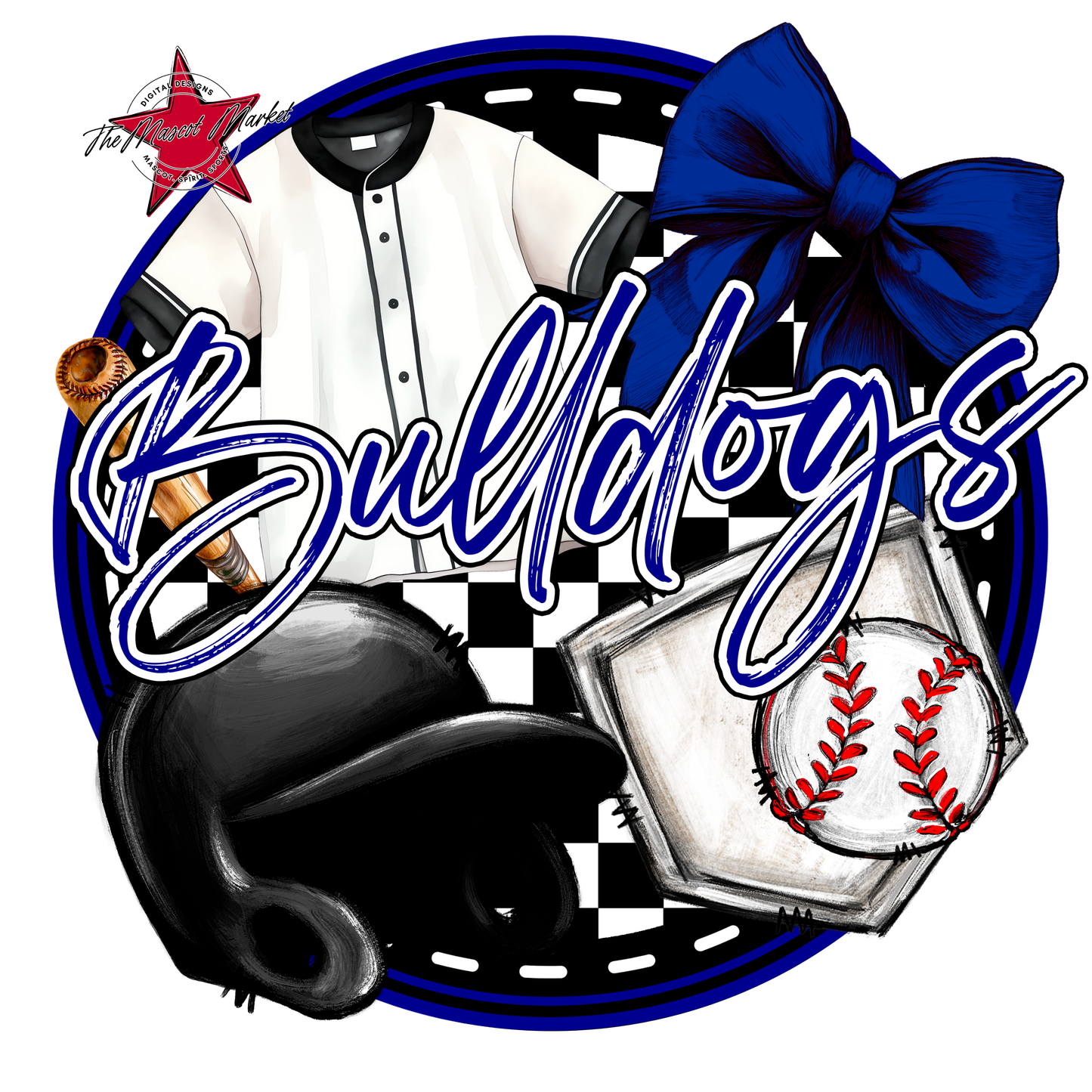 Bulldogs Circle Baseball Design-Blue
