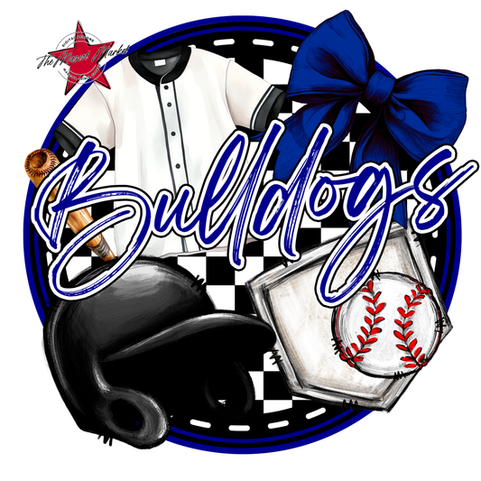 Bulldogs Circle Baseball Design-Blue
