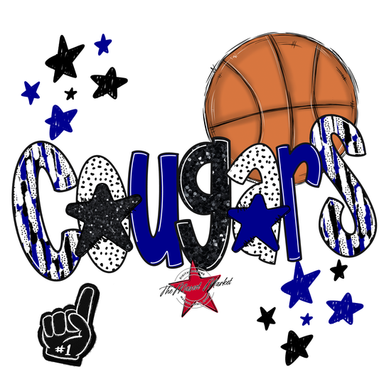 Cougars Basketball Scrape-Blue
