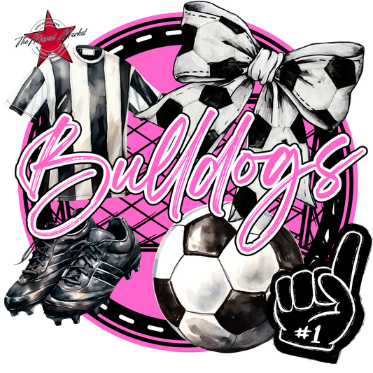 Bulldogs Circle Soccer Design-Baby Pink