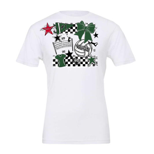 Volleyball Checkers Spirit Design-Green