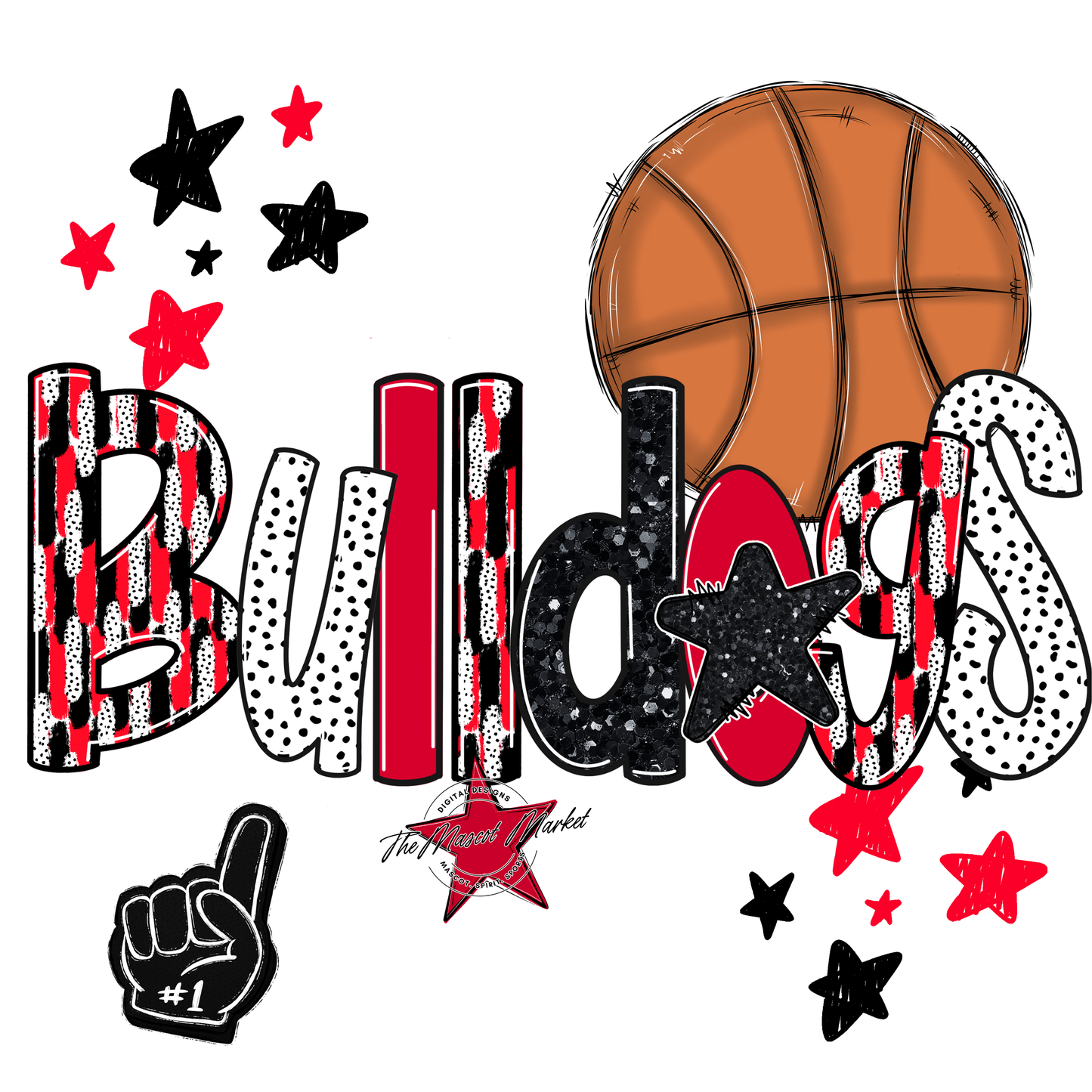 Bulldogs Basketball Scrape-Red