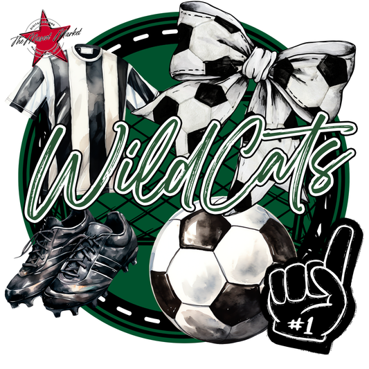 Wildcats Circle Soccer Design-Green