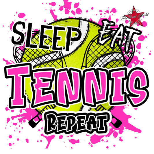 Eat Sleep Tennis Repeat-Pink