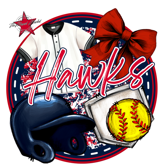 Hawks Circle Softball Design-Navy-Red