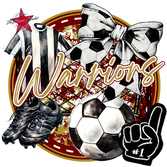 Warriors Circle Soccer Design-Maroon-Gold