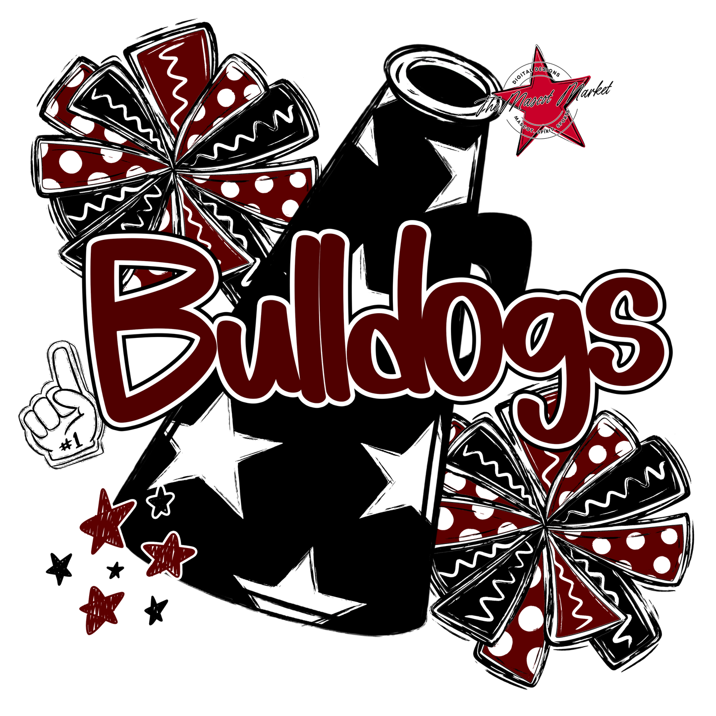 Bulldogs Alpha Megaphone Design-Maroon