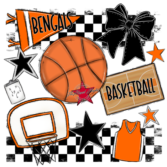 Bengals Basketball Checkers Design-Orange