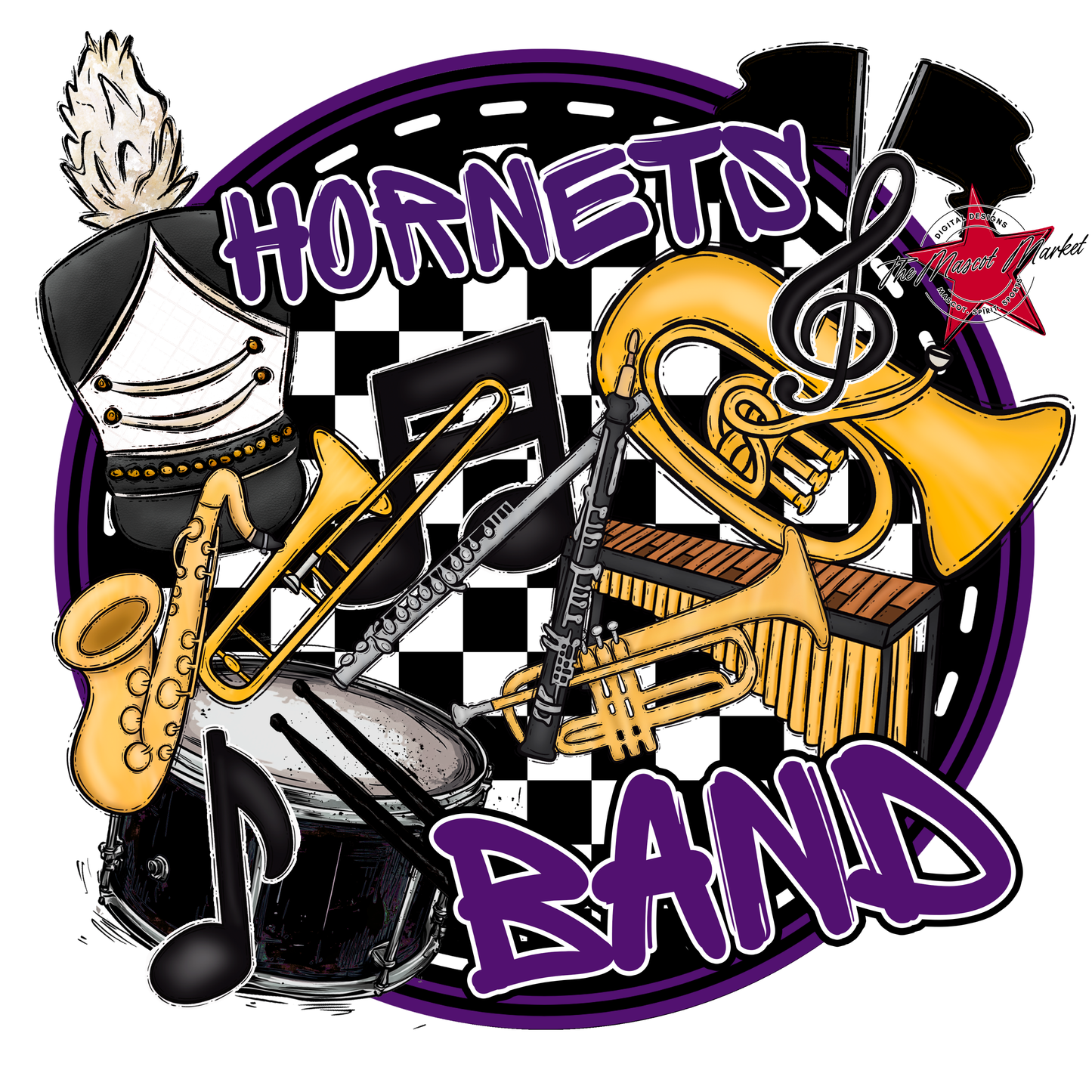 Hornets Circle Band Design-Purple