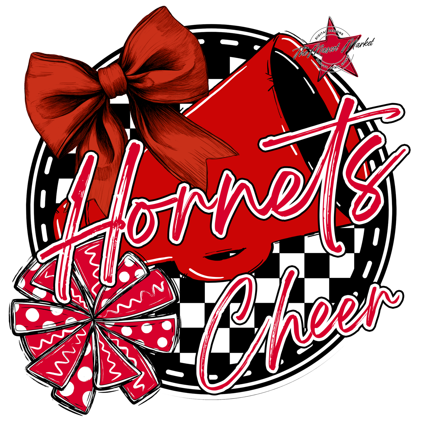 Hornets Circle Cheer Design-Red