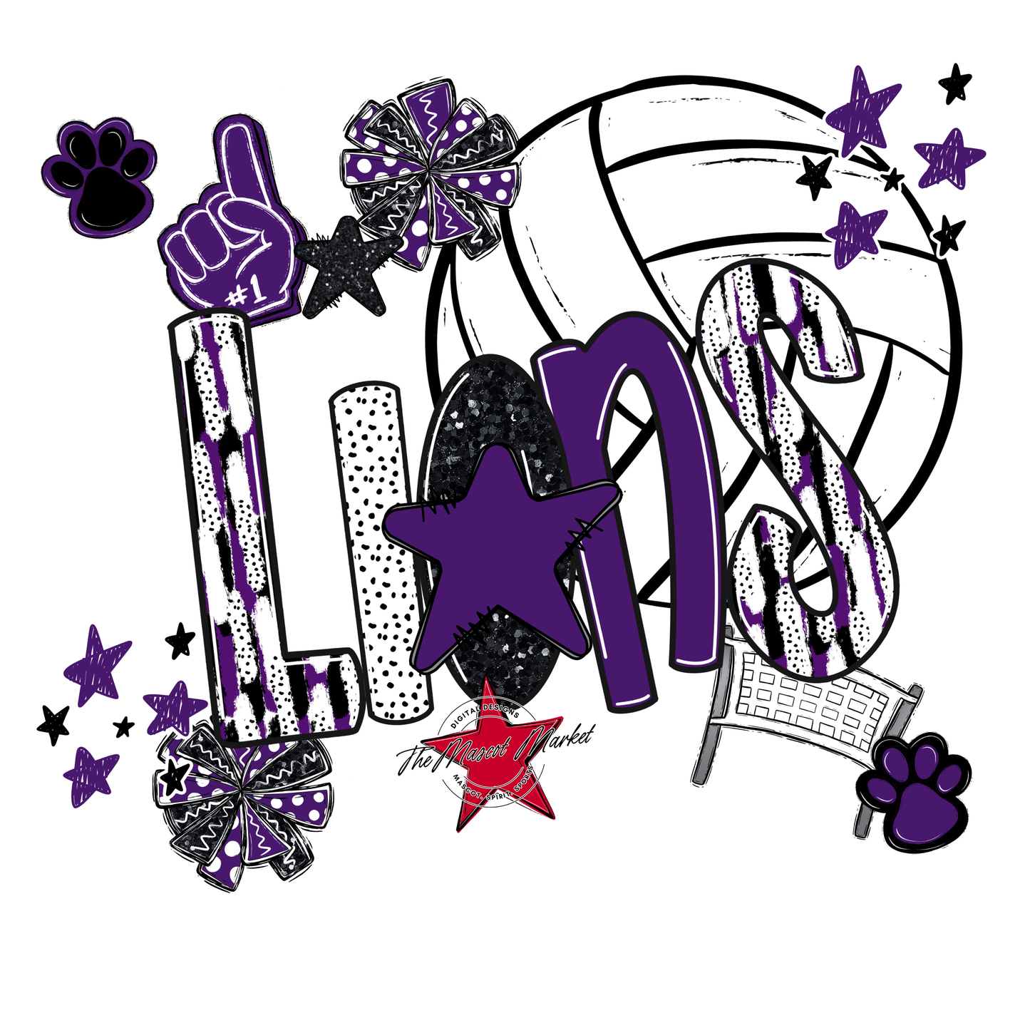 Lions Volleyball Scrape-Purple