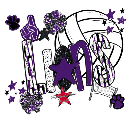 Lions Volleyball Scrape-Purple