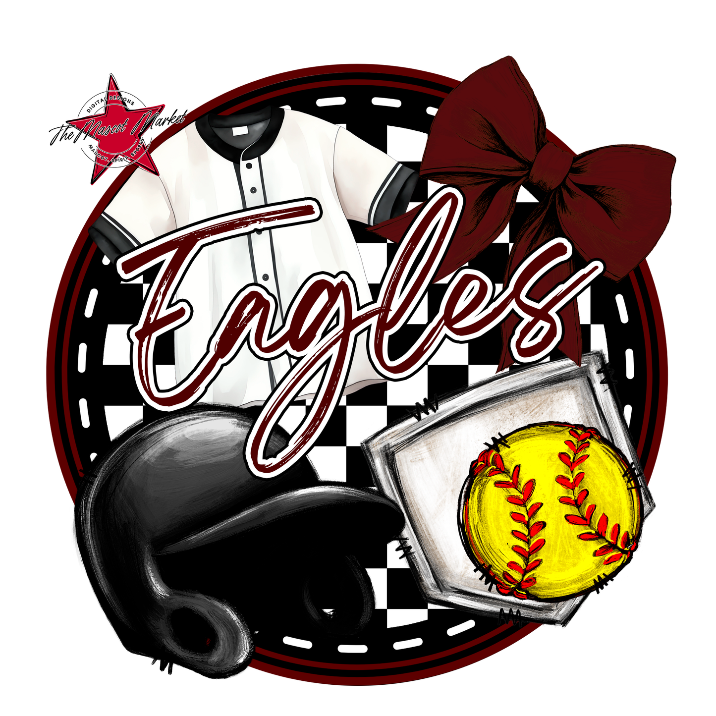 Eagles Circle Softball Design-Maroon