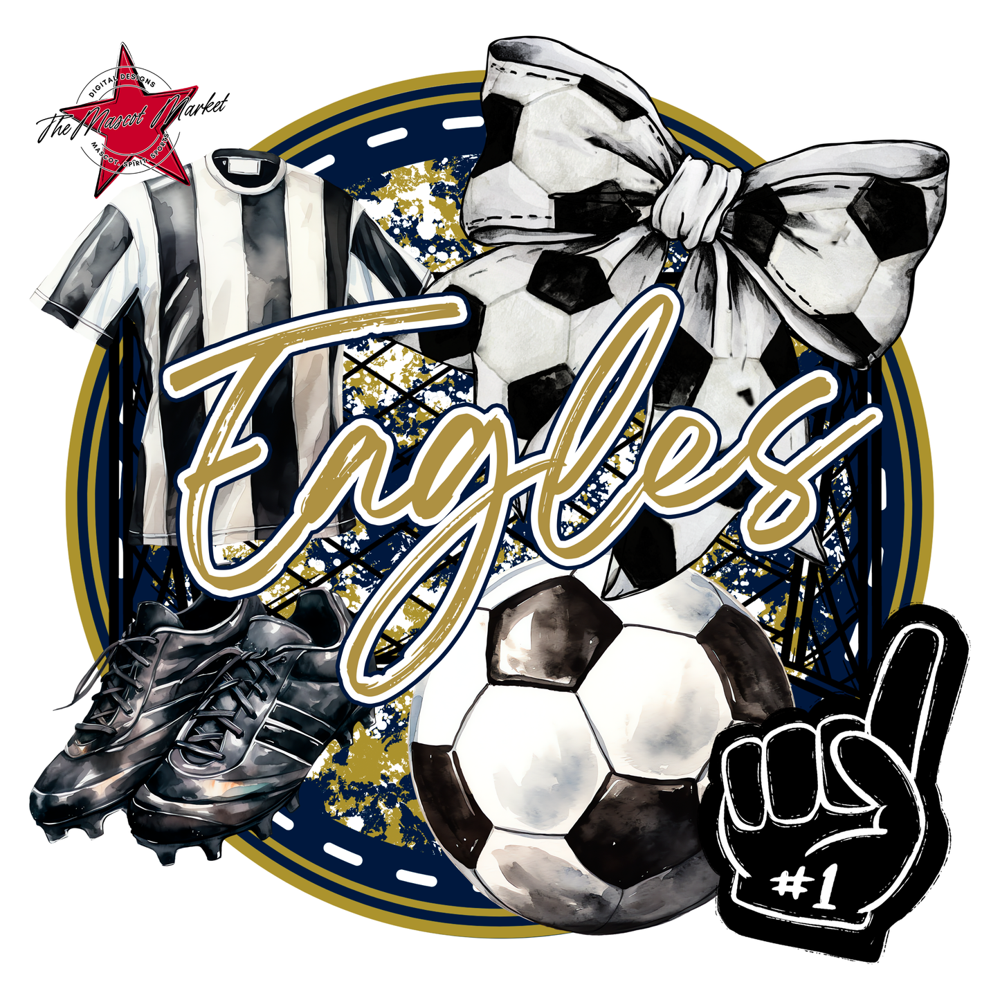 Eagles Circle Soccer Design-Navy-Gold
