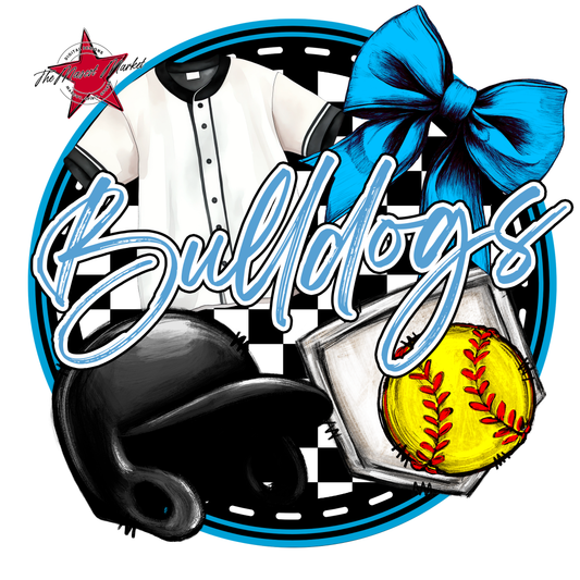 Bulldogs Circle Softball Design-Carolina Blue
