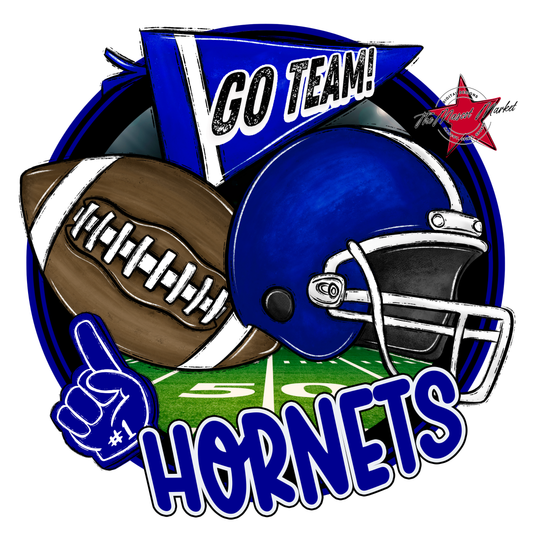 Hornets Circle Football Design-Blue