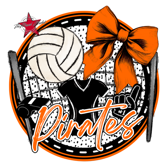 Pirates Circle Volleyball Design-Orange