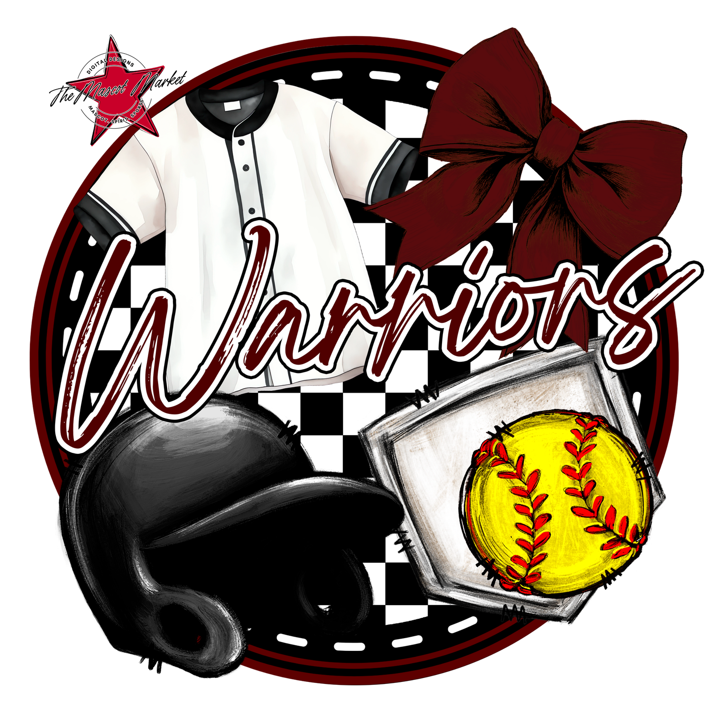 Warriors Circle Softball Design-Maroon